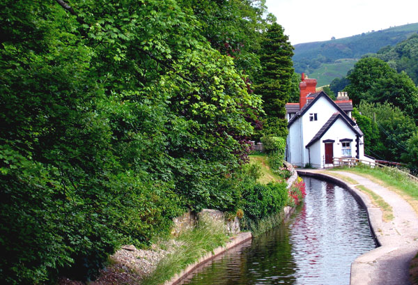 Canal running through the edge of town Canal running through the edge of town